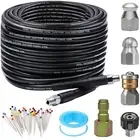 Sewer Jetter Kit 50FT Pressure Washer 5800PSI Drain Cleaner Hose Nozzles
