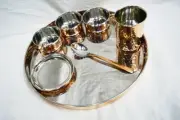 Indian Dinnerware Stainless Steel Copper Traditional Dinner Set Of Thali Plate