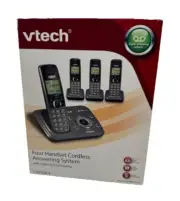 VTech Four Handset Cordless Answering Machine W/ Caller ID Waiting CS6328- 4 NEW