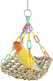 Parrot Cage Swing - Weave Rope Hangable Swing - Climbing Hammock Wall, Parrot Lounger, Birds Cage Toy Accessories for Cockatiel
