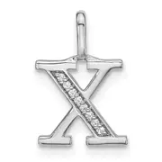 14K White Gold Real Diamond Lower Case Letter X Initial Pendant