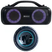 Memphis PRX10FT 10” 400 Watt RMS Car Audio Subwoofer+Portable Bluetooth Speaker