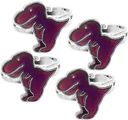[WATIIFUFU] Dinosaur Mood Rings for Kids 4pcs Adjustable Dino Rings for Boys Girls