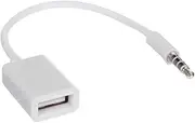 3.5Mm Male Car Aux O Jack to USB 2.0 Female Adapter Converter Cord OTG Cable (White) White