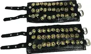[Gavya International] Ghungroo dancing bells ankle bells ghunghroo Black Leather pad three line ghungroo (30 + 30) Classical Dance Accessories Kathak dance brass bells (16 NO.) musical anklet for Bharatnatyam