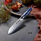 Santoku Knife Kitchen Peel Slicing Chef Meat Damascus Steel G10 Handle Full Tang