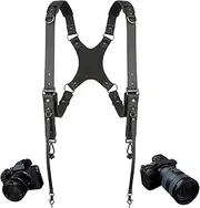 Camera Strap,Dual Shoulder Leather Harness for Photographer,Leather Dual Camera Shoulder Strap for 2 Cameras Carrying for Men&Women, Multi Camera Gear for DSLR/SLR Strap,Quick Release