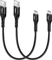 [Fasgear] USB C Short Cables, 2 Pack 1ft/30cm USB Type-C 2.0 Cable 3A Fast Charging & Data Transfer Cord Compatible for Moto G6 7 Galaxy S20 Note 10 Sony Xperia L1 XA2 Huawei P20 Lite (Black)