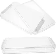 Angoily 2pcs Clear Plastic File Folder Organizer Box Portable Document Storage with Lid Transparent File Box for Desk Pet Space Saving Design Multifunctional Archive Container