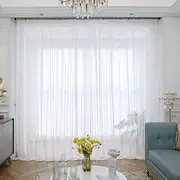 Sheer White Curtains 84 Inches Long Window White Sheer Curtain 2 Panels Sheer Curtains 15 Colors Clear White Beige Grey Purple Pink Size 63 72 95 108 145 Long Inch Bedroom Children Living Room Yard