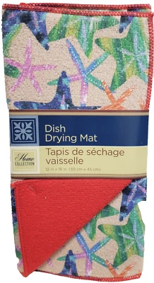 Microfiber Dish Drying Mat, Approx 12" x 18", SEALIFE, STARFISH, red by GR