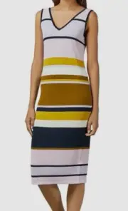 $490 Ted Baker London Women's Pink Yellow Izlie Striped Sheath Dress Size 2