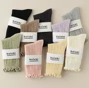 AU Women Girls Ankle Fancy Cozy Ribbed Retro Ruffle frilly princess Short Socks