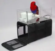 AIRLINE AVIAN TOTE BAG airplane bird parrot travel carrier 2 cups tray perch