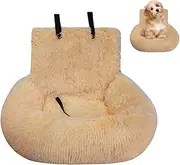 Dog Car Seat with Straps, Memory Foam Fluffy Safety Pet Seat with Removable Cushion, Portable Booster Car Bed for Small Medium Large Dogs(Yellow,Medium)