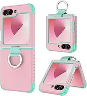 [BENTOBEN] for Samsung Galaxy Z Flip 6 5G Case with Ring, Heavy Duty 2 in 1 Full Body Rugged Galaxy Z Flip6 Case Girls Women Boy Men Shockproof Protection Cover for Samsung Z Flip 6 6.7”,Pink