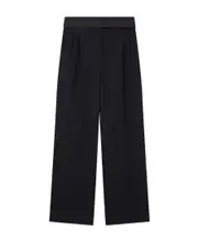 Stella McCartney Wide-Leg Satin Belt Tuxedo Trousers IT40,IT42,IT38 Black