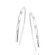 9ct White Gold & Diamond Set Pull Through Threader Earrings