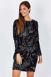 Print Gyda Ponti Dress--LAY-BLD19