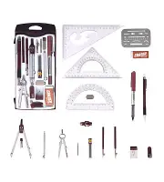Drawing Tools & Kits 20Pc Geometry Set Aluminum Compass,Protractors,Set Squar...