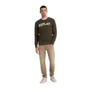 Replay Mens Lightweight Knitwear 7g Cotton Logo Knit Jumper Pink