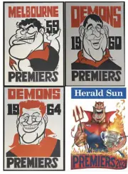 1959 - 2021 Melbourne Demons Weg Mark Knight Posters X 4 Premiership Posters