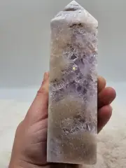 536g Pink amethyst druzy Crystal Tower Point Gemstone Healing