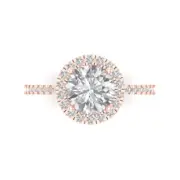 1.65ct Round Cut Halo Promise Engagement Bridal Designer Ring 14k Rose Gold