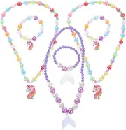LIFKOME 3sets Boy Girl Jewelry Necklace Bracelet for Little Girls Beaded Jewelry for Daily Wear Special Occasions for Toddlers Young Girls Styles Included