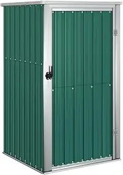 vidaXL Galvanized Steel Garden Tool Shed with Lock Function - Weatherproof Green Storage Cube for Garden Equipment 88 x 89 x 161 cm
