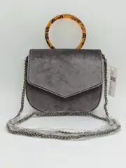 Anthropologie Mauve/Light Purple Crushed Velvet Lucite Clutch Crossbody Bag NWT