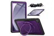 Samsung Galaxy Tab A9+ 11 inch 2023 Drop Protection Frosting Handle Bracket Case with Screen Protector & Shoulder Strap-Purple