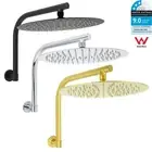 KYLINS WELS Round 12" Shower Head High Rise Gooseneck Arm Brushed/Black/Chrome