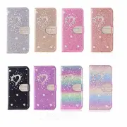 Flip Bling Diamond Love Wallet Phone Case For iPhone 14 Pro Max 13 12 11 XR 7 8