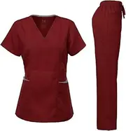 [Dagacci Medical Uniform] Women's Scrubs Set Stretch Ultra Soft Contrast Pocket