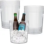 Tessco 12 Pcs Plastic Ice Buckets Clear Large Champagne Wine Cooler Bucket with Handle Portable Drinks Beverage Tubs Chiller Bin for Party Bar Wedding Beer Bottle(2.7L/2.8Quart)