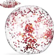 HONMEET 40cm Gold Sequin Beach Ball Inflatable Pool Floats Fun Water for Boys and Girls Beach Ball for Summer Swimming Pool Party