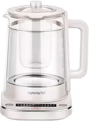 Joyoung Electric Kettle 1.5L, Multi-functional Electric Glass Kettle Tea Maker 24 Hours Preset Health Pot Touch Screen Control for Boiling Water with Stew Pot, Tea Infuser, Egg Cooker