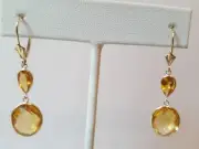 14k Yellows Gold Earrings Citrine with Leverback