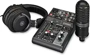 Yamaha AG03MK2 Live Streaming Mixer with YCM01 Microphone and YH-MT1 Studio Headphone, Black