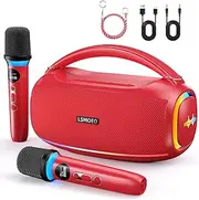 Karaoke machine with 2 wireless microphones,IPX5 waterproof,60W powerful speakers for Adults and Kids.Portable Bluetooth Speaker with LED Party Lights for Home Party,Picnic,Car/Birthday Gifts