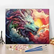 TISHIRON Paint by Numbers Kit for Adults - Fantasy Unicorn Head With Brushes, Colorful Clouds and Sun - Oil Painting DIY Art Crafts for Home 16x20 in