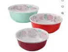 Pioneer Woman ~ 6-Piece Melamine Bowl Set ~ Nesting Bowls w/Lids ~ MERRY MEADOW