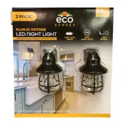 EcoScapes Vintage Black Cage LED Night Light (2 pk.)
