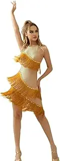 [ROYAL SMEELA] Tassel Salsa Dance Dress Latin Dresses Women's Rhinestone Salsa Dress Women's Rumba Dance Dress Samba Dance Dresses Tango Dress Women Fringe Latin Dance Dress Latin Dance Dress Salsa