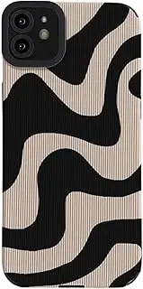 [Beownest] Soft Case for iPhone 12, Cute Simple Zebra Stripes Pattern Aesthetic Case Silicone Shockproof Phone Bumper Cover for Women Men -Black