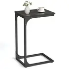 C-Shaped End Table, Small Side Table for Couch, Sofa 1 Ebonized Oak + Black