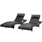 NNEDSZ Outdoor Sun Lounge Setting Wicker Lounger Day Bed Rattan Patio Furniture