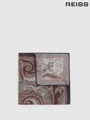 Reiss Chocolate Lucca Silk Hybrid Print Pocket Square (E53451) | $75