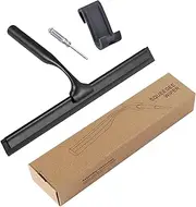 Black Stainless Steel Shower Squeegee with Adhesive Hook – Perfect for Glass Doors, Windows, and Mirrors